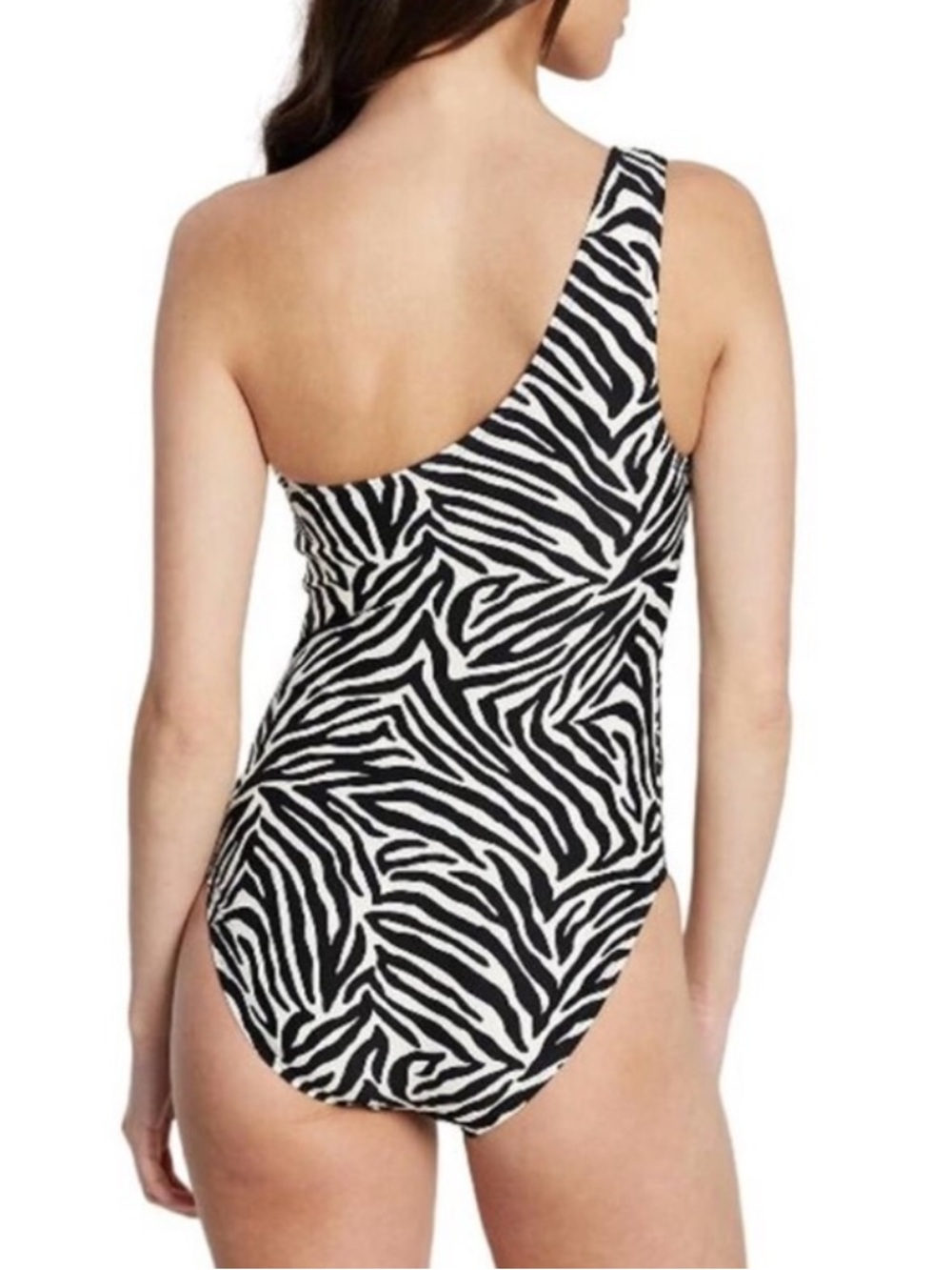 Kate Spade Black and White Zebra One-Shoulder Swimsuit